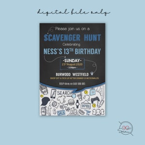 Scavenger Hunt Birthday Invitation | Mall Scavenger Hunt Invitation | Scavenger Hunt Invite | Teen / Tween Party | Indoor or Outdoor