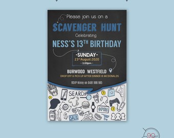 Mall Scavenger Hunt Birthday Invitation: Teen/Tween Party (Digital File)