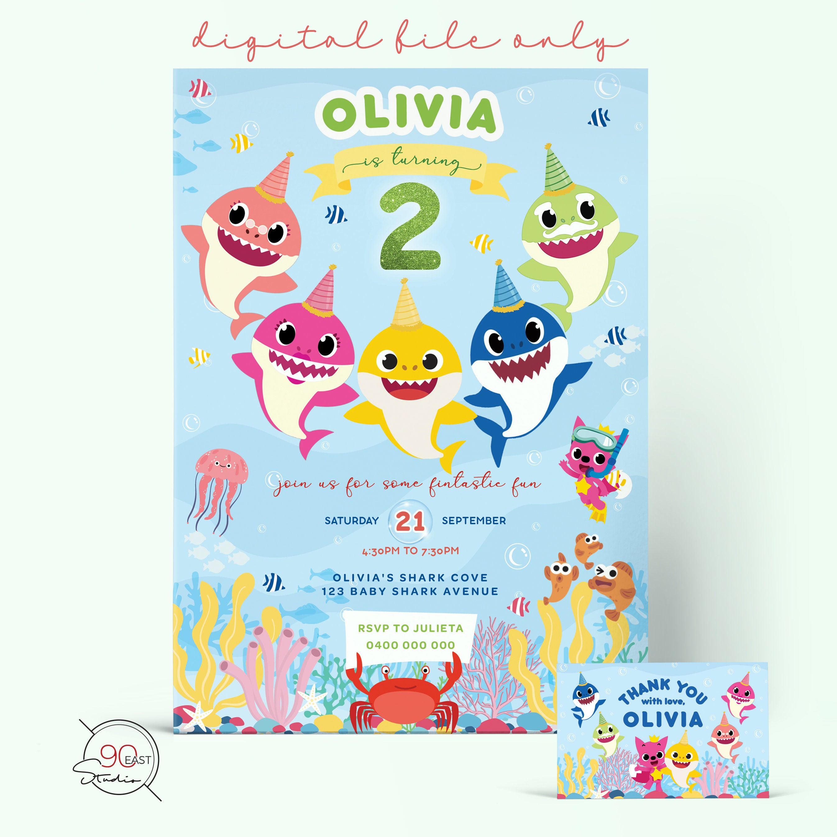 Baby Shark Birthday Party Invitation Baby Shark Party - Etsy