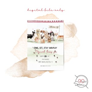 Convite de aniversário, convite de aniversário de cachorro, convite de festa de animal de estimação, convite de aniversário de filhote de cachorro, sinal de boas-vindas, cartão de agradecimento