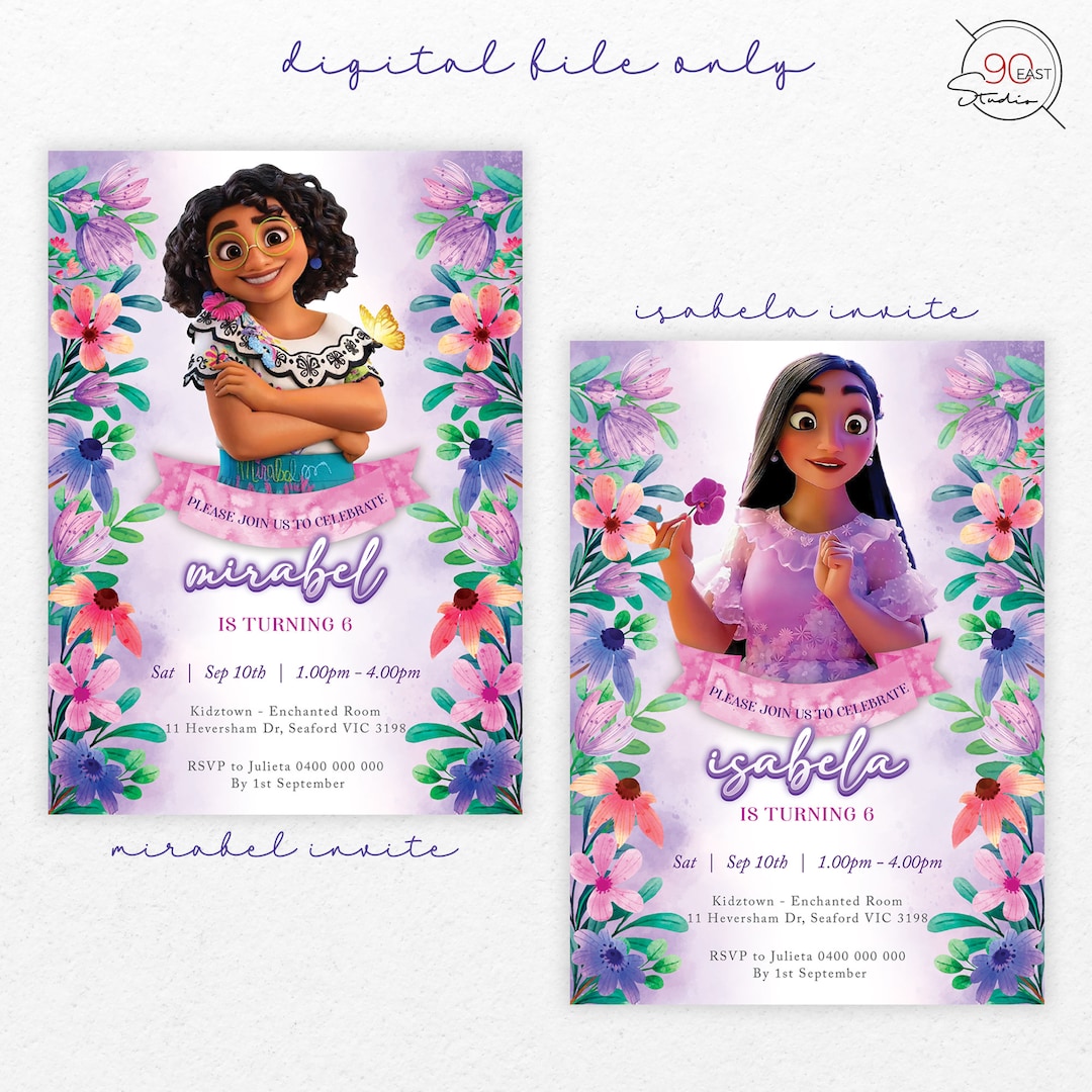 Encanto Birthday Party Invitation Birthday Invitation Kids Birthday Invitation Mirabel and