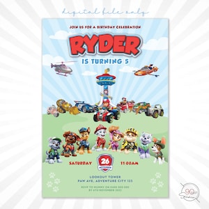 Paw Patrol Geburtstagseinladung | Paw Patrol Einladung | Pfote Geburtstagsparty | Pfote Party einladen | Geburtstagseinladung Junge | Digitale Einladung