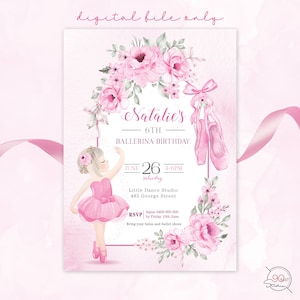 Ballerina Birthday invitation | Ballet Birthday | Modern Ballerina Birthday | Ballerina Invitation | Pink Birthday Invitation | Dance Party