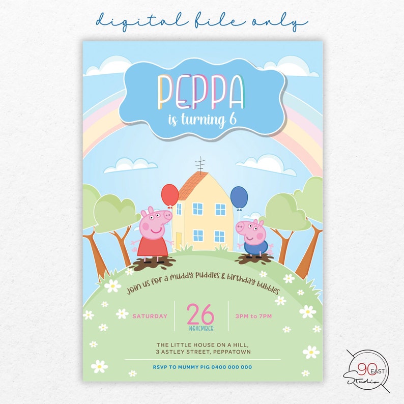 Peppa Pig Invitation Peppa Pig Birthday Invitation Peppa Pig Birthday Digital invitation Peppa Pig Party invitation Birthday Invite image 1