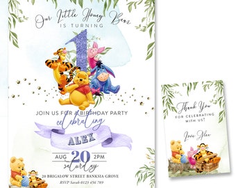Winnie The Pooh Birthday Invitation: Hunny Bear Theme (Digital)