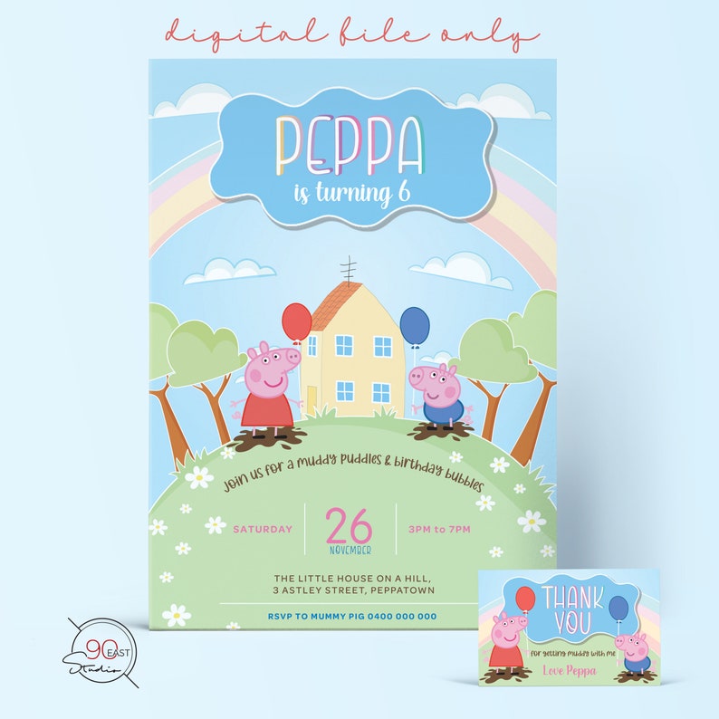 Peppa Pig Invitation Peppa Pig Birthday Invitation Peppa Pig Birthday Digital invitation Peppa Pig Party invitation Birthday Invite image 2