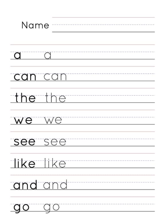 Kindergarten Sight Word Practice | Etsy