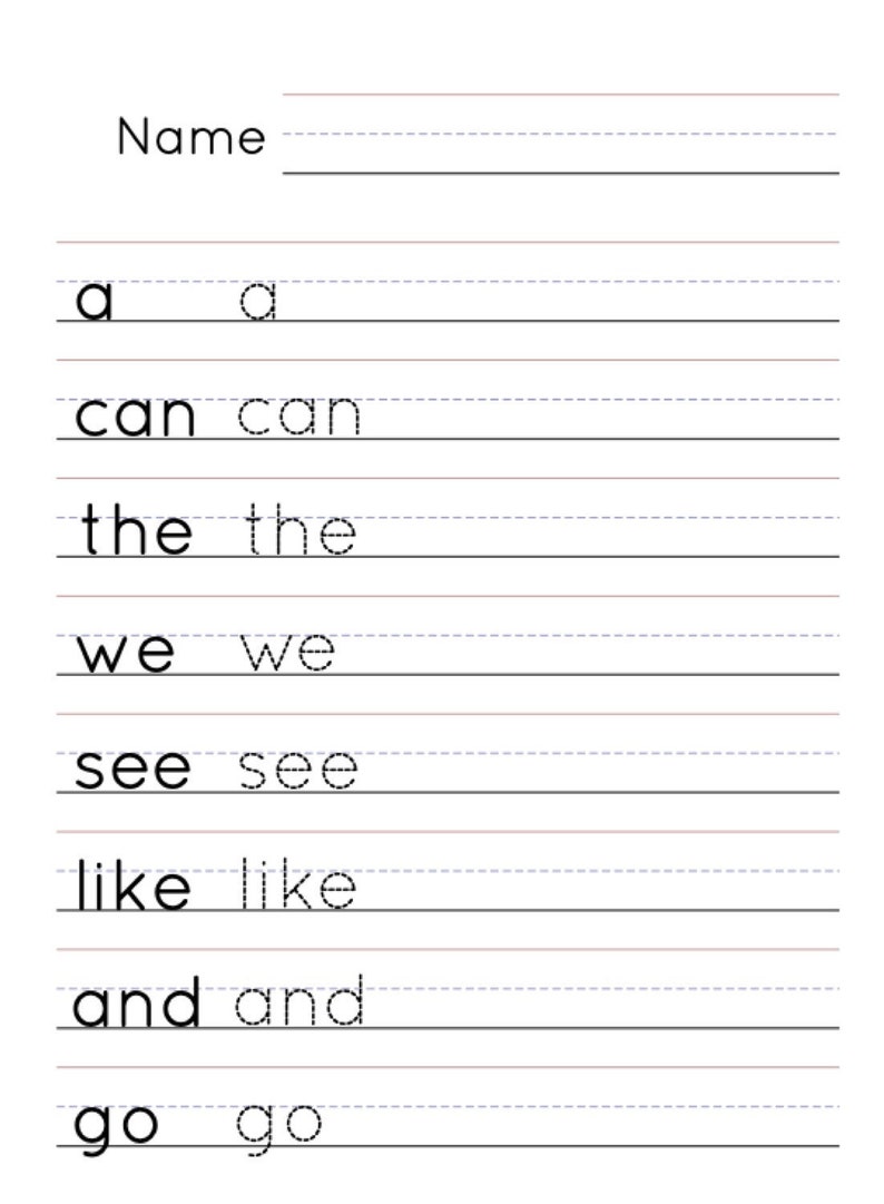 Kindergarten sight word practice etsy