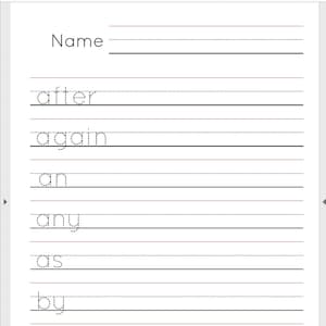 First Grade Sight Word Handwriting Practice