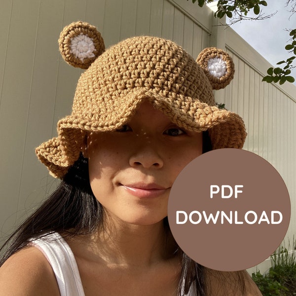 Crochet Bear Bucket Hat - PDF PATTERN DOWNLOAD