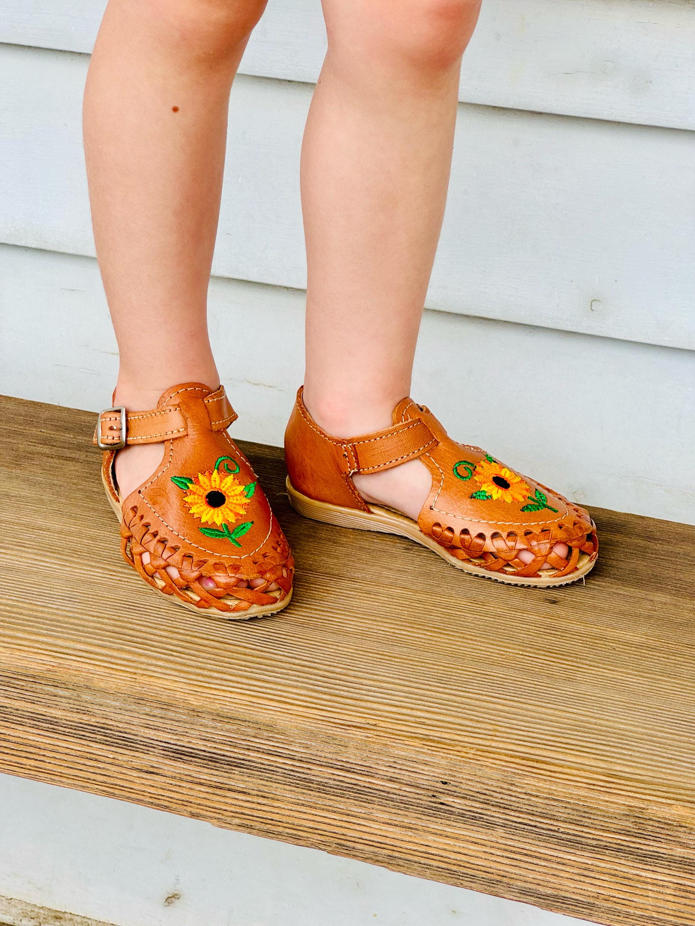 Kids Shoes Kids Sunflower Leather Sandals Kids Huaraches Boho Fashion…