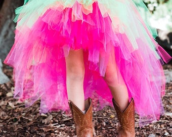 Tutu Pink tutu neon tutu highlow tutu tulle skirt layered tutu birthday outfit gift for girl gift for her dance tutu