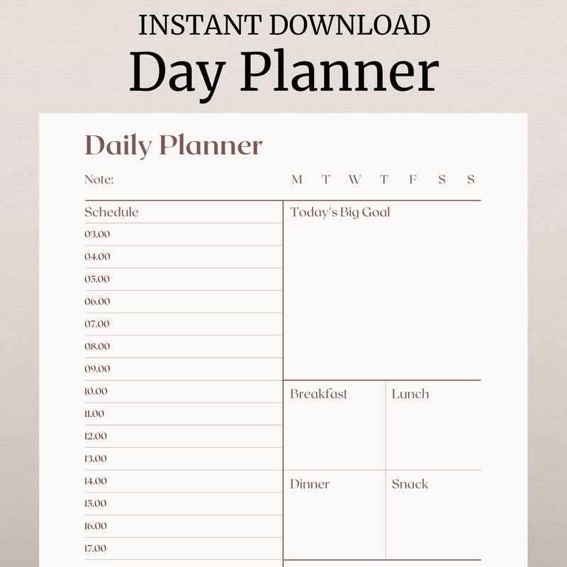 Daily Planner Printable Etsy