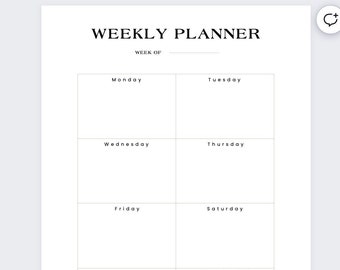 Weekly Planner Printable, Portrait, Minimalist Weekly Schedule, Week At a Glance, Weekly Organizer, Office Planner, Desk Planner