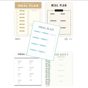 Meal Planner, Printable Meal Planner, Menu with Grocery List & Notes, Instant Download Meal Planner