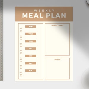 Printable and Digital Meal Planner, Weekly Menu Planner with Grocery List & Notes, Instant Download Meal Planner