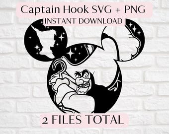 フック船長（ピーターパン）デジタルファイル - SVG/PDF/PNG/Jpeg