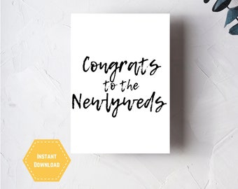 Congrats to the Newlyweds Card Printable Wedding Greeting Card