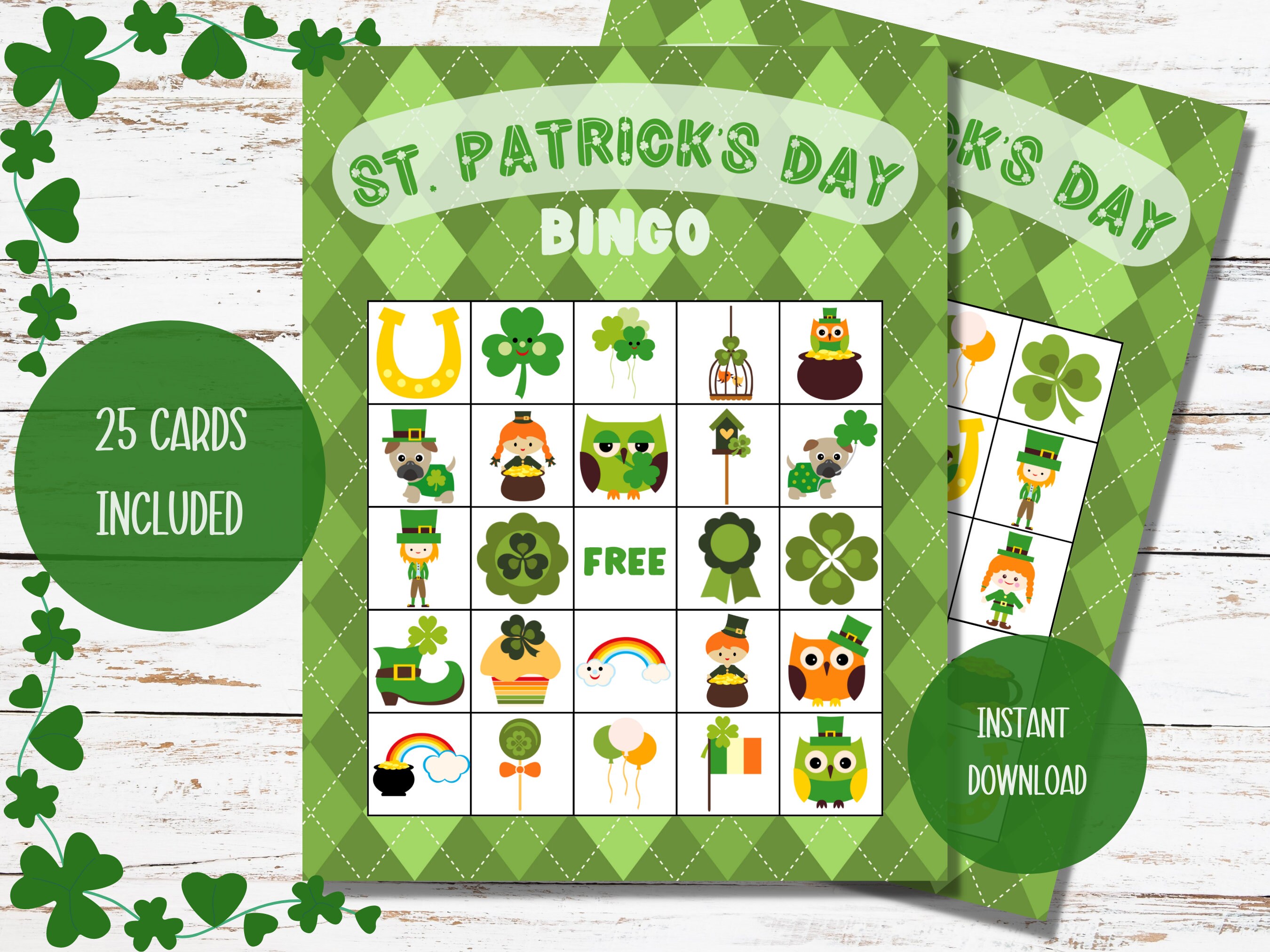 St Patrick's Day Bingo Game 25 Cards Printable Bingo - Etsy