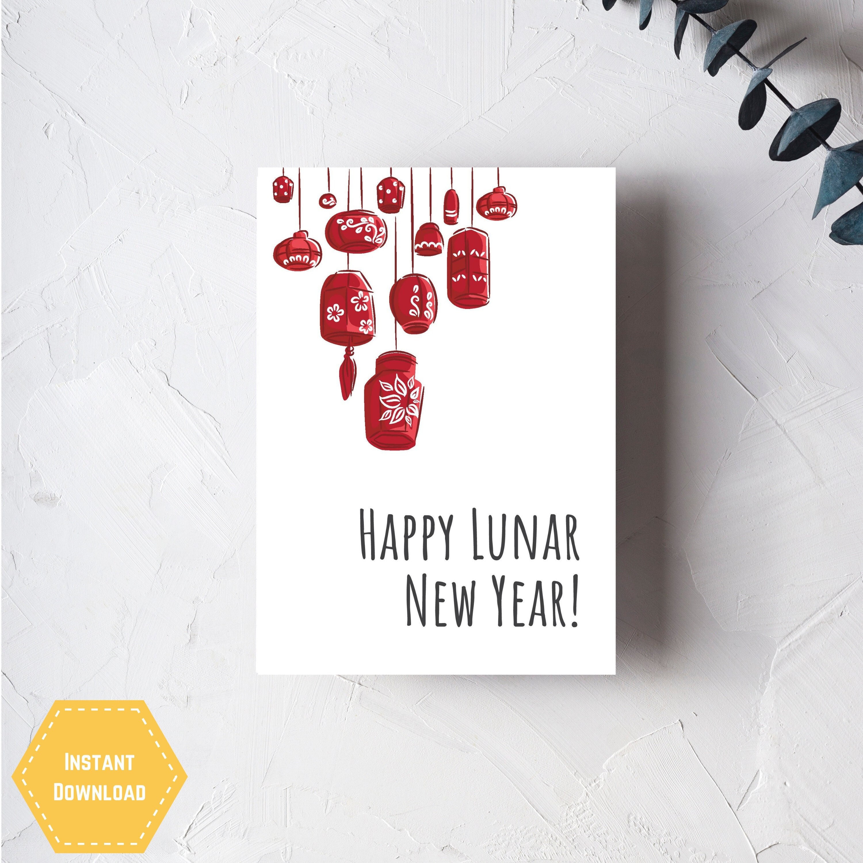 Happy Lunar New Year Card Printable Lunar Chinese New Year of the Tiger ...