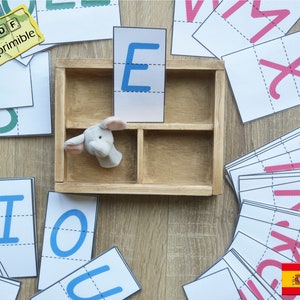 Tarjetas alfabeto movil Montessori mayúsculas español. Tarjetas abecedario movil mayúsculas para imprimir en varios tamaños, Script.