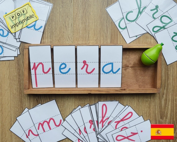 Spanish Montessori Alphabet Cards, Cursive Letters (Digital Download)