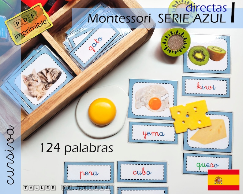 Spanish Montessori Flash Cards, CVCV Words, Learn to Read (Digital Download) image 1