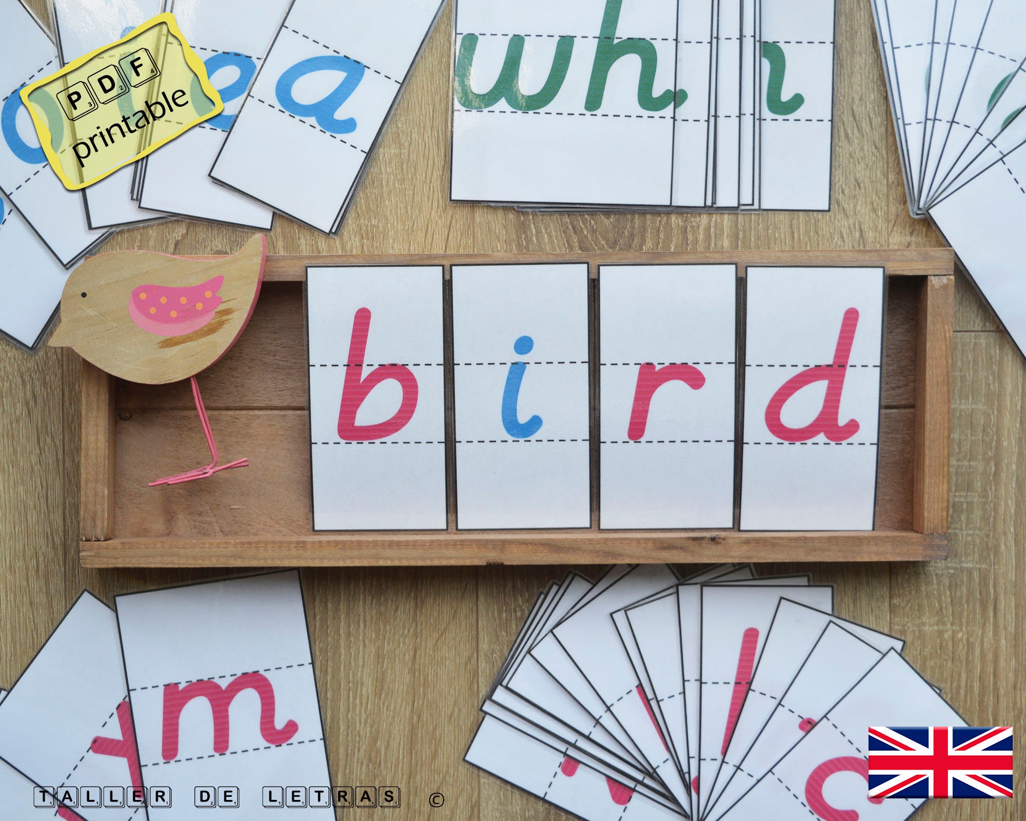 Montessori Movable Alphabet in English, Alphabet Letter Cards in English, Lowercase Alphabet, large and small Alphabet sizes, Print.