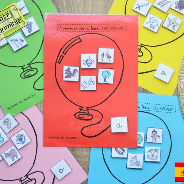 Spanish Vowel Game, Vowel Matching Game, Educational Activity, Learning to read Spanish, Teaching material, Preschool learning