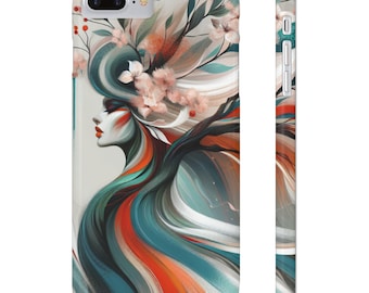 Artistic Floral Slim Phone Case: Lexan Polycarbonate, Nature-Inspired