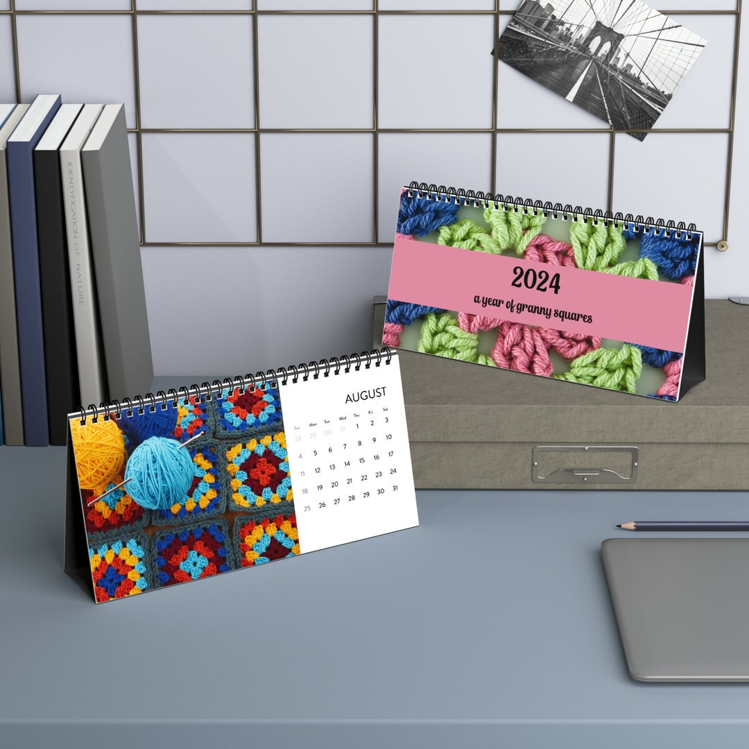 2024 Crochet Granny Squares Desk Calendar, Crochet Calendar, Crochet