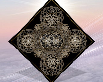 Crystal Infused Bandana - Metatron, Merkaba, Seed of Life Sacred Geometry Seed of Creation