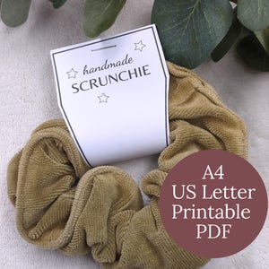 Printable scrunchie care tag with washing instructions, diy label for handmade scrunchies, perfect for markets and craft fairs