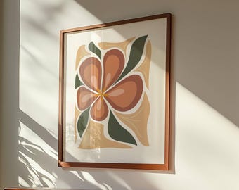 Abstract Floral, Mid Century Modern Wall Art, Botanical Print (Digital Download)
