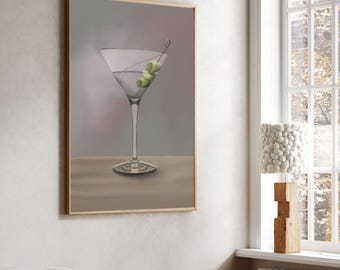 Retro Martini Glass Print – Quirky Cocktail Art (Digital Download)