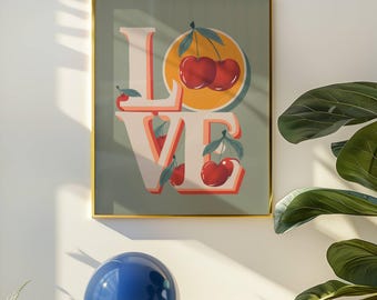 LOVE Cherries Art Print | Valentine's Day Romantic Decor (Digital Download)