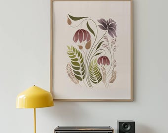 Minimalist Floral Print | Hand-Drawn Botanical Art (Digital Download)
