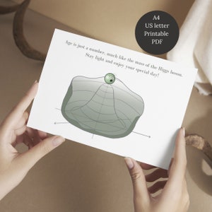 Carte d'anniversaire imprimable | Physique des particules | Boson de Higgs | Dessiné à la main | A4 et lettre US | 4 tailles de carte