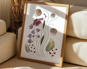 Minimalist Floral Line Art Print | Hand-Drawn Flower Market Poster (Digital Download)