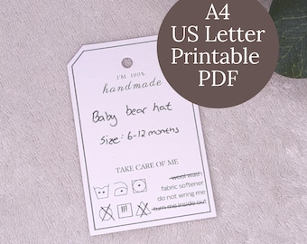 Printable Washing Instruction Tags, Handmade Products (PDF)