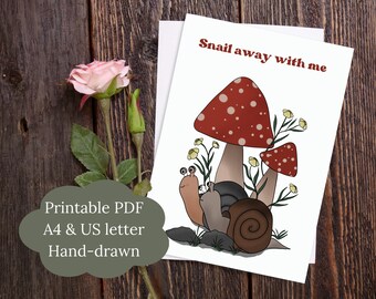 Snail Valentine Card | Cute Love Card Printable (A4 & US)
