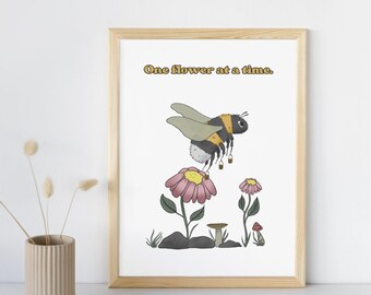 Bumblebee Poster – Hand-Drawn Motivational Art, Nursery & Office (Digital Download)