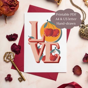 Tarjeta de San Valentín imprimible / tarjeta de cumpleaños para él o ella / novia, novio, prometido, esposa, esposo, amor secreto / A4 y carta de EE. UU.