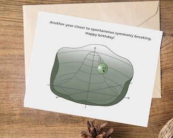 Printable birthday card | Particle physics | Higgs boson | Hand-drawn | A4 & US Letter | 4 card sizes