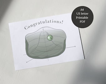 Particle physics printable greeting card, quantum physics, Higgs boson, congratulations, A4 & US Letter