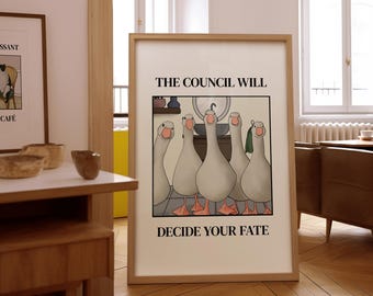 Funny goose printable poster, digital download wall art