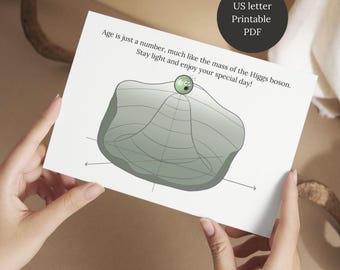 Particle Physics Printable Birthday Card, Quantum Science, Higgs Boson Humor