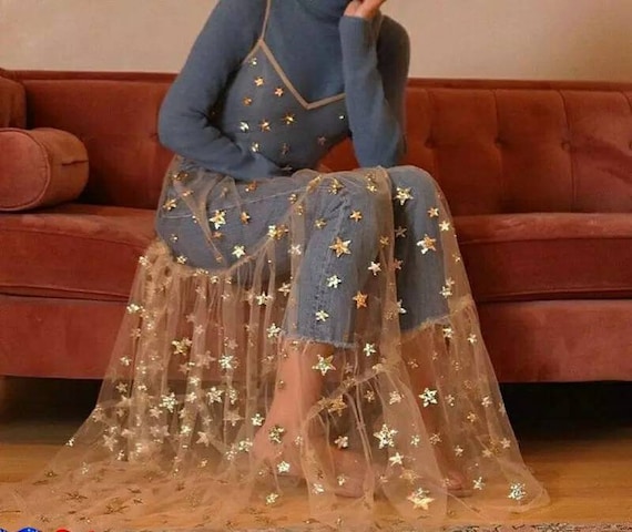 Starry Mesh Tulle Dress/summer Fishnet 
