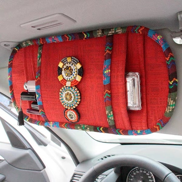 Boho Car Sun Visor Clip, Sun Visor Storage Bag, Car Storage Bag, Car Certificate Clip, Car Interior Articles, Car Accessories, Car Decor