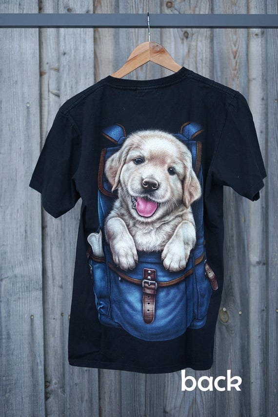 Vintage 90s Golden Retriever Puppy Graphic Tee, Unise… - Gem